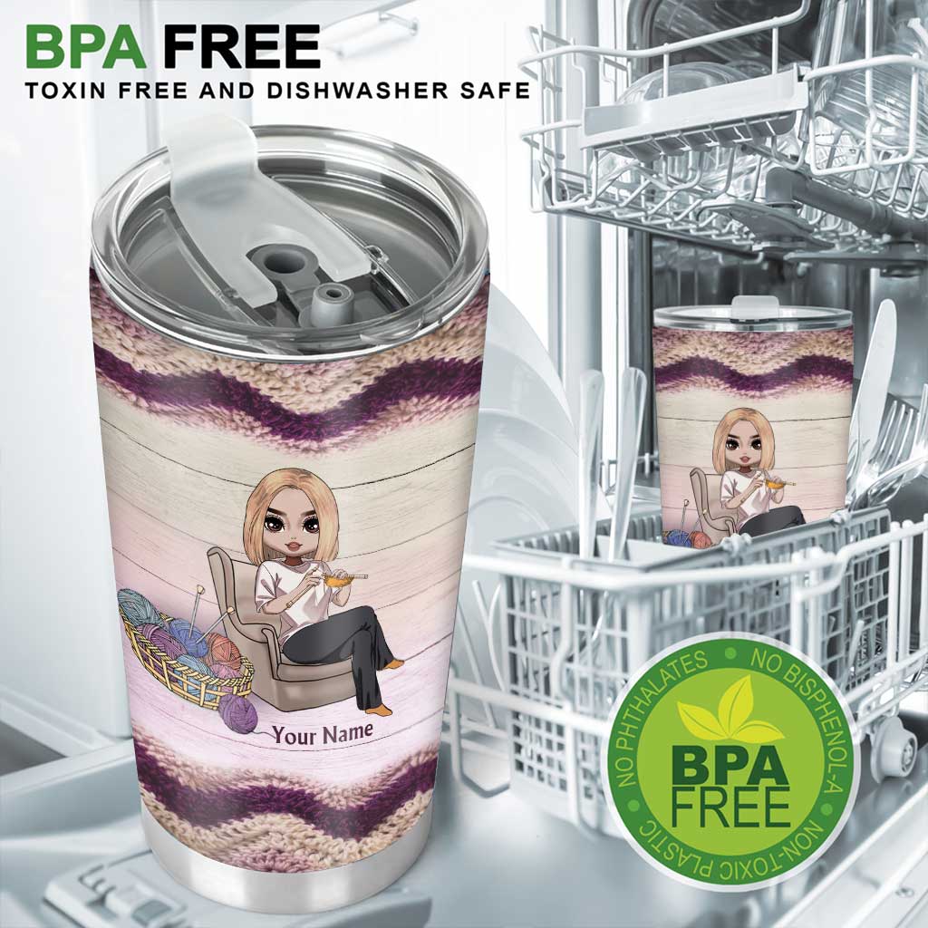 Dans mon monde idéal, la laine est gratuite et le crochet fait maigrir - Gobelet personnalisé au crochet