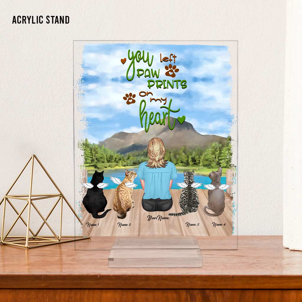 Tu as laissé des empreintes sur mon cœur - Plaque acrylique transparente personnalisée pour chat