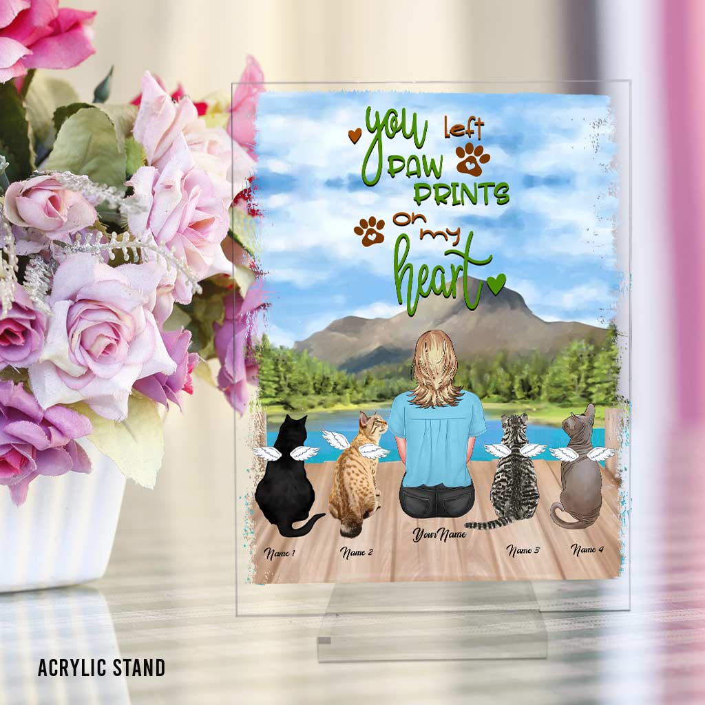 Tu as laissé des empreintes sur mon cœur - Plaque acrylique transparente personnalisée pour chat