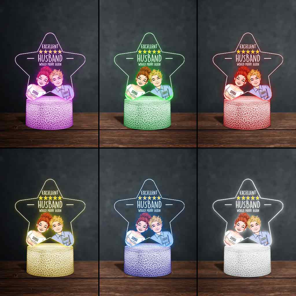 Socle lumineux personnalisé « Mari et Femme Excellent » (5 étoiles)