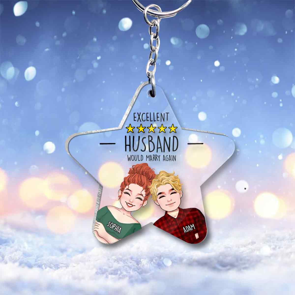 Excellent couple - Porte-clés transparent personnalisé cinq étoiles