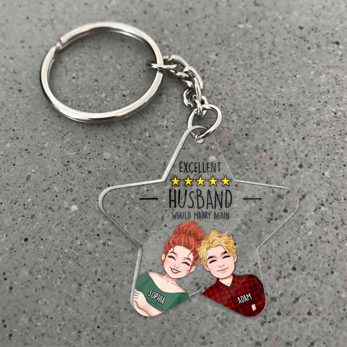 Excellent couple - Porte-clés transparent personnalisé cinq étoiles