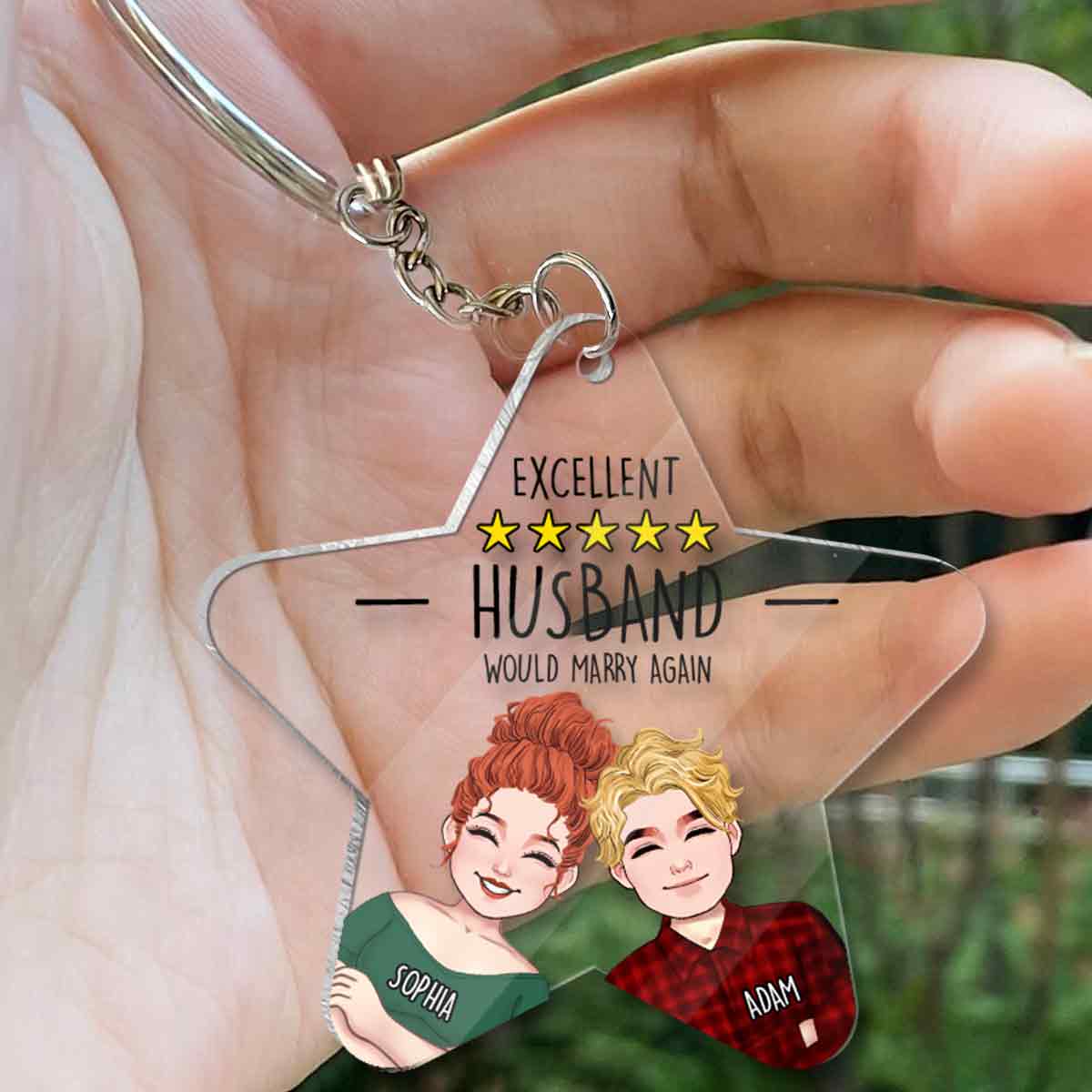 Excellent couple - Porte-clés transparent personnalisé cinq étoiles