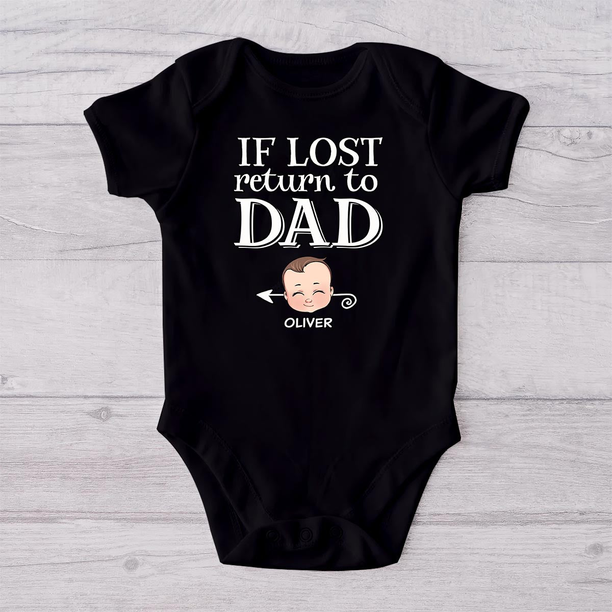 Si perdu, retournez à papa - T-shirt papa et body bébé personnalisés