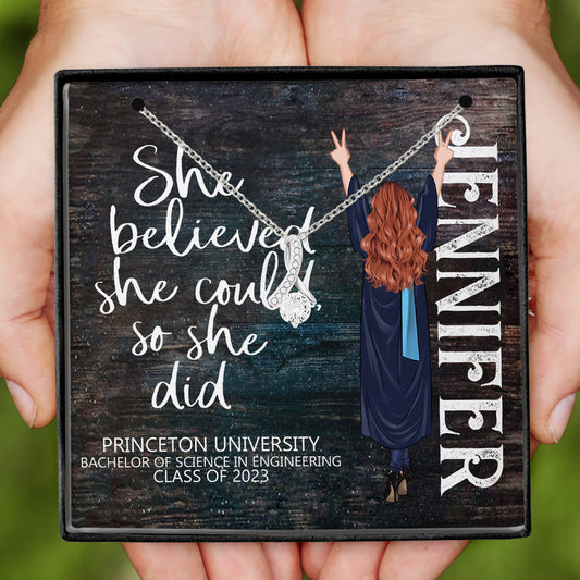 She Believed She Could - Personalized Graduation Necklace