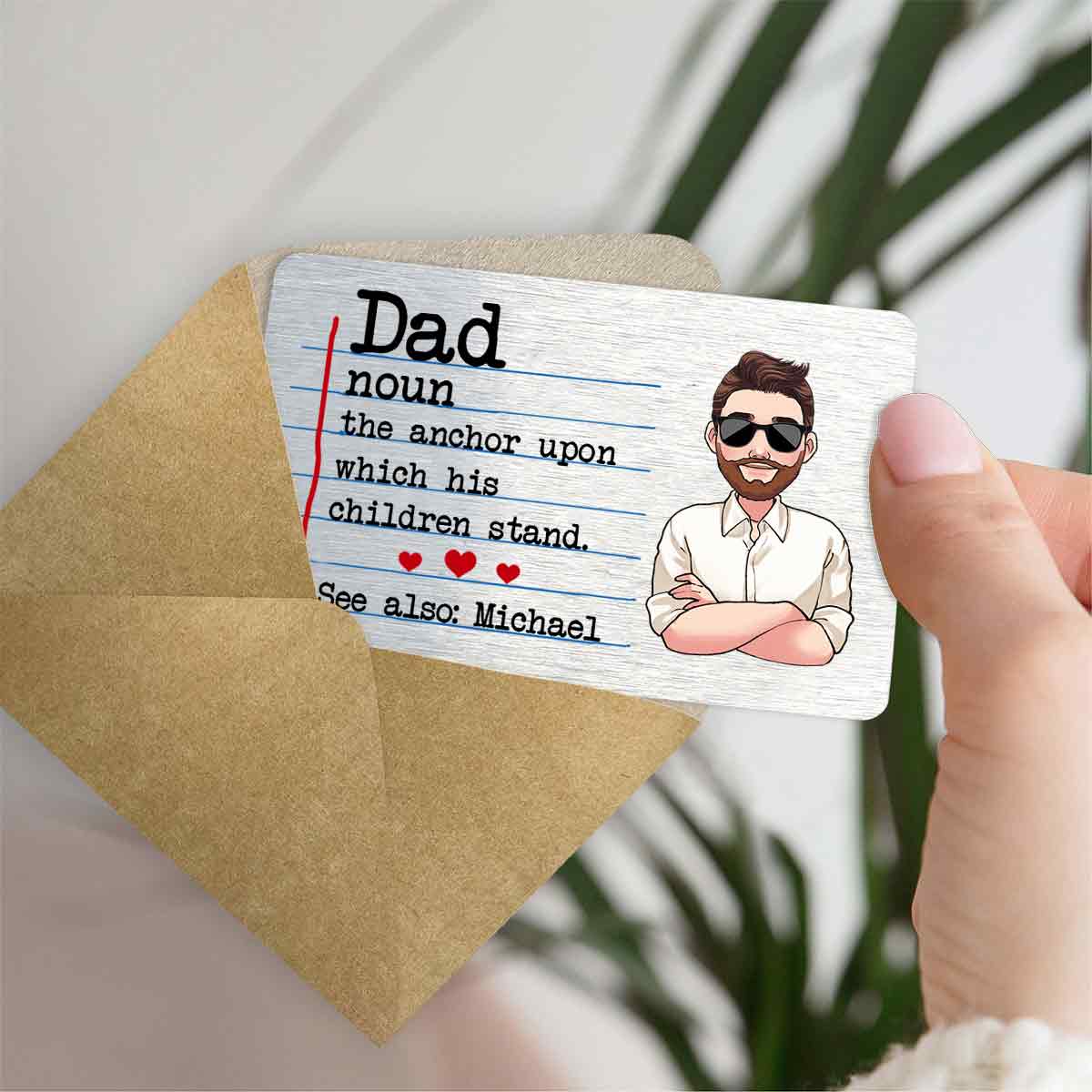 Définitions de papa - Carte personnalisée à insérer dans le portefeuille du père
