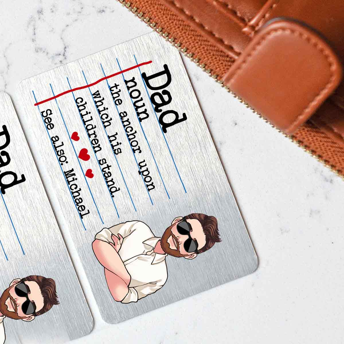 Définitions de papa - Carte personnalisée à insérer dans le portefeuille du père