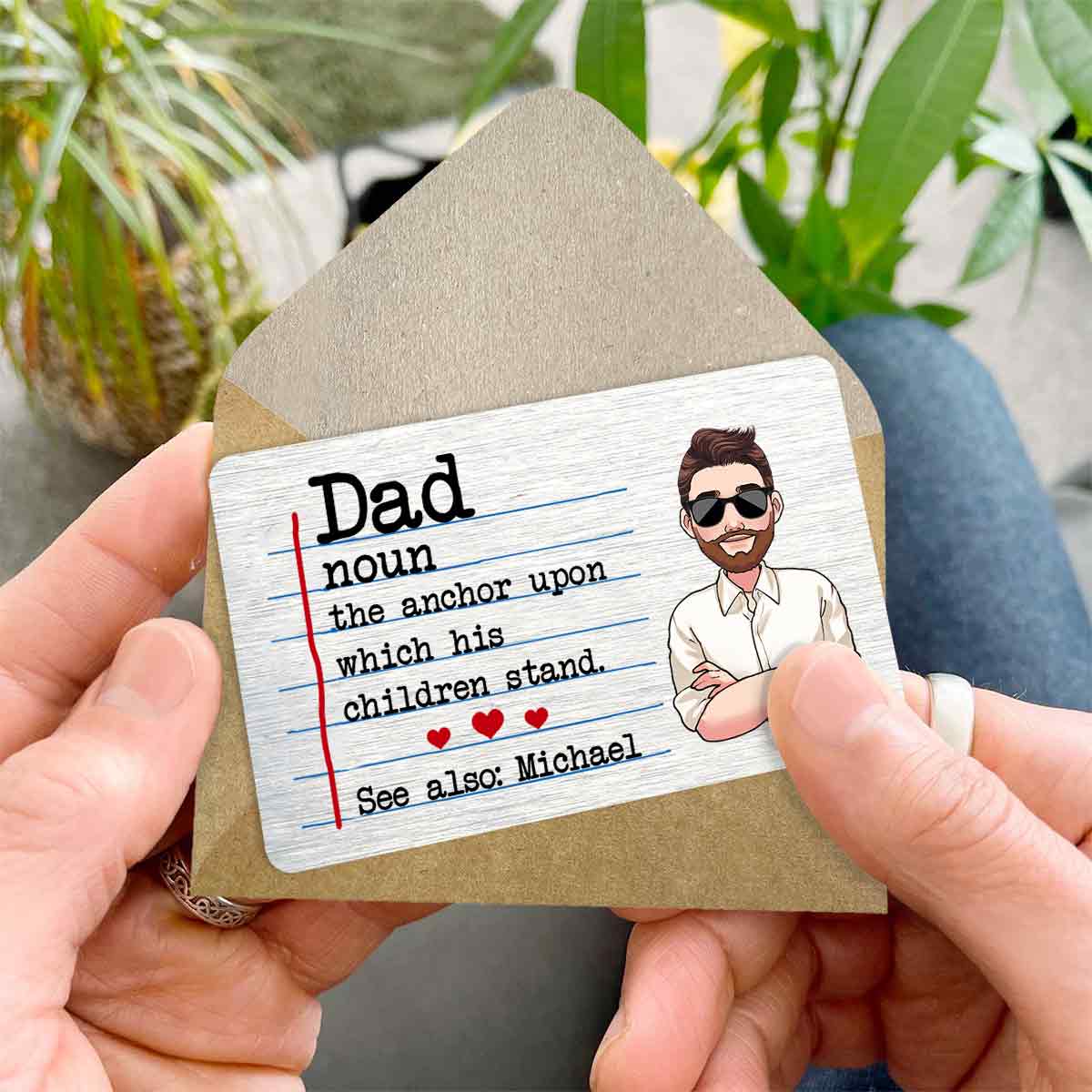 Définitions de papa - Carte personnalisée à insérer dans le portefeuille du père