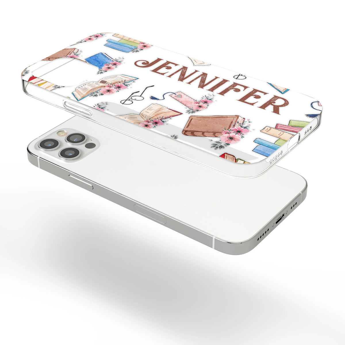 Une fille qui aime les livres - Coque de téléphone transparente personnalisée avec un livre