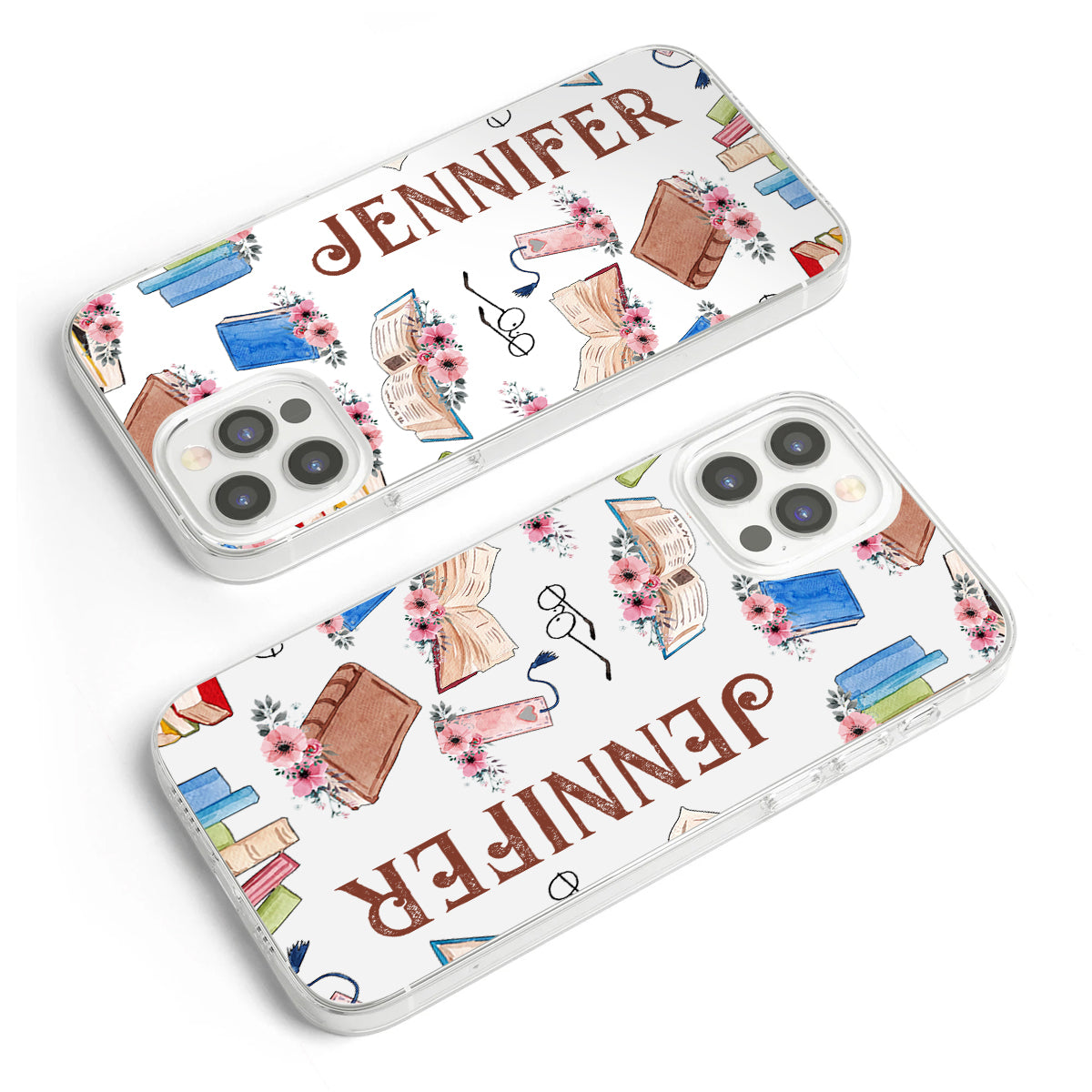 Une fille qui aime les livres - Coque de téléphone transparente personnalisée avec un livre