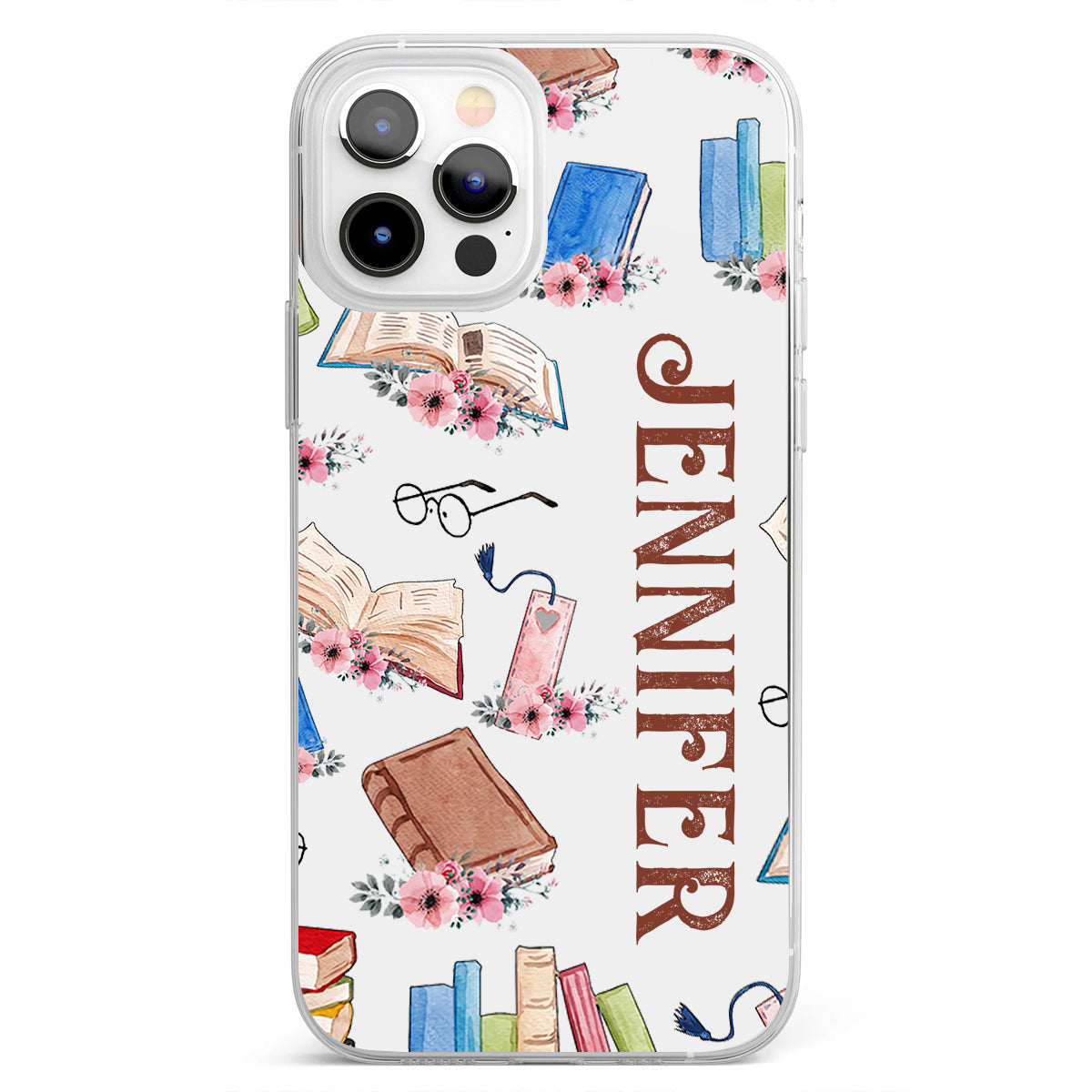 Une fille qui aime les livres - Coque de téléphone transparente personnalisée avec un livre