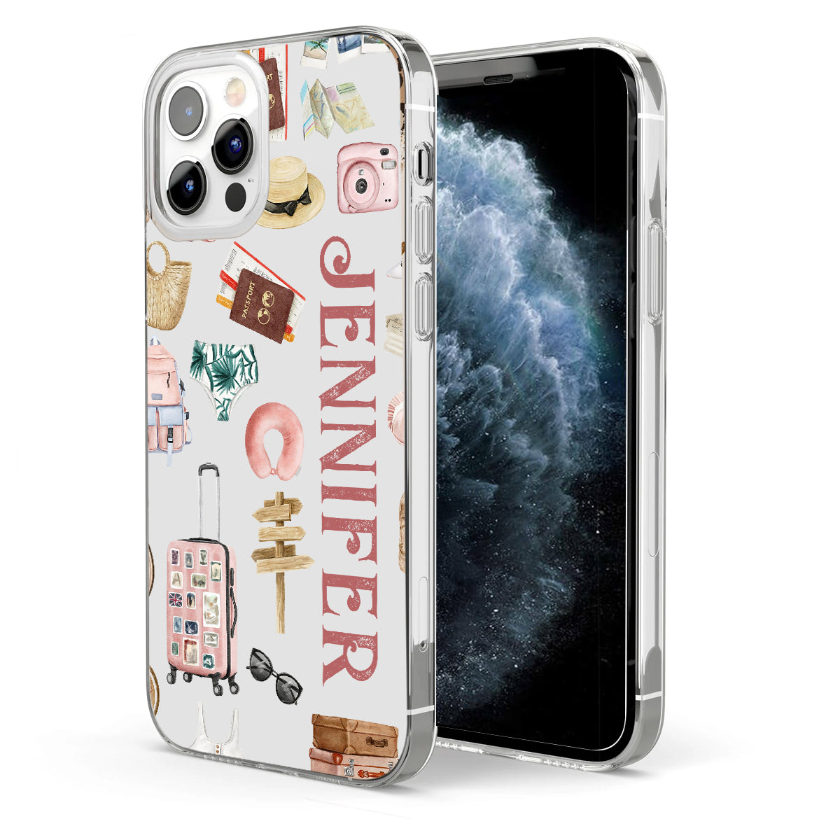 Une fille qui adore voyager - Coque de téléphone transparente de voyage personnalisée