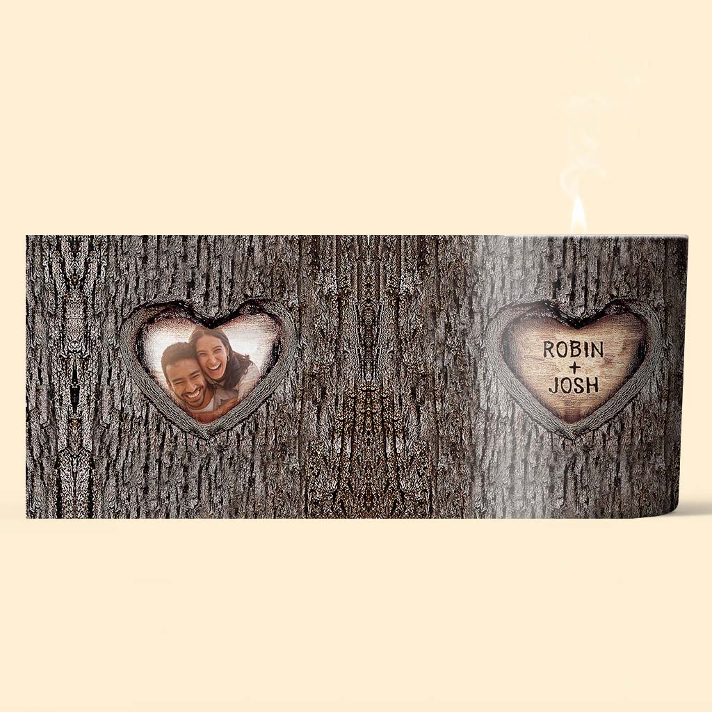 Bougie personnalisée pour couple avec couvercle en bois