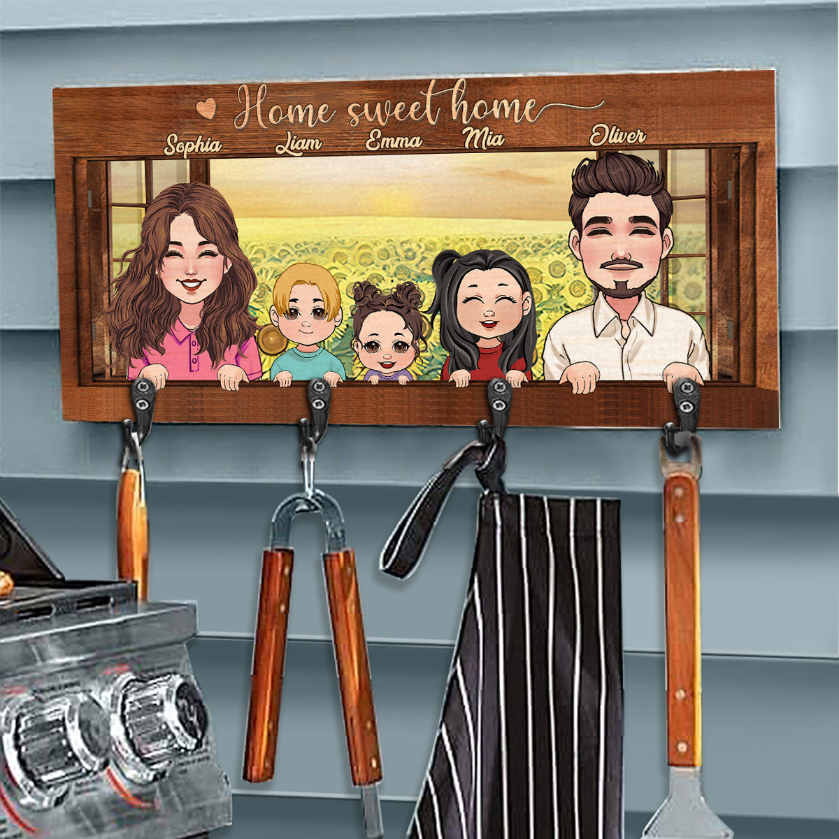 Doux foyer - Porte-clés familial personnalisé