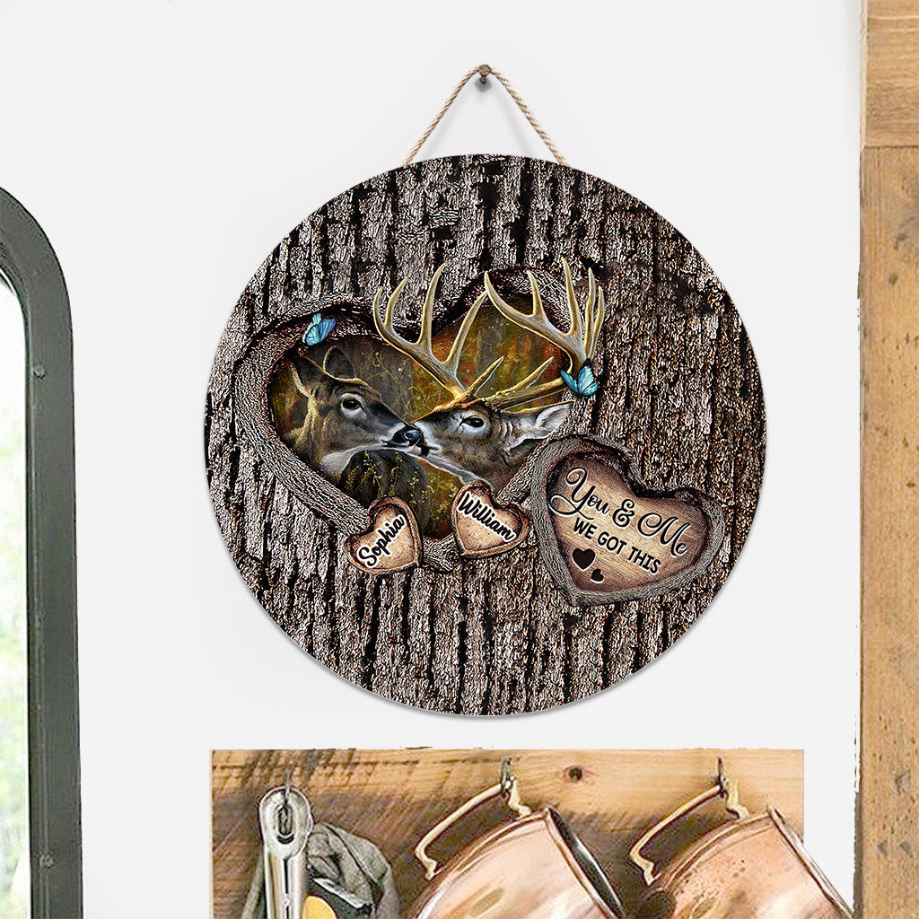 Passionnés de chasse - Panneau rond en bois personnalisé pour la chasse