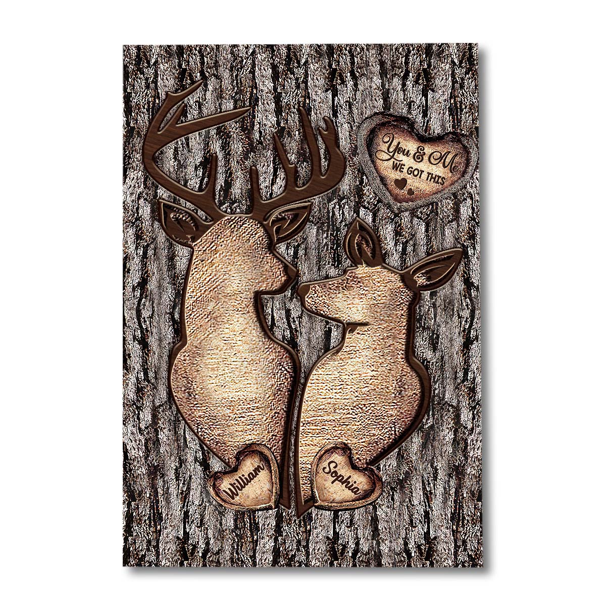 Couple de chasseurs - Toile et affiche de chasse personnalisées