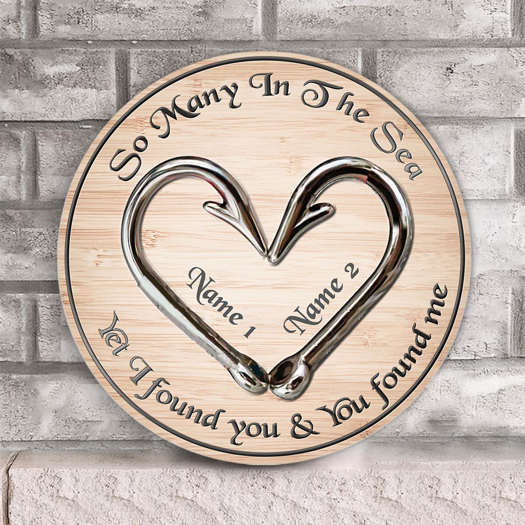 Tant de monde en mer - Panneau rond en bois personnalisé « Pêche »