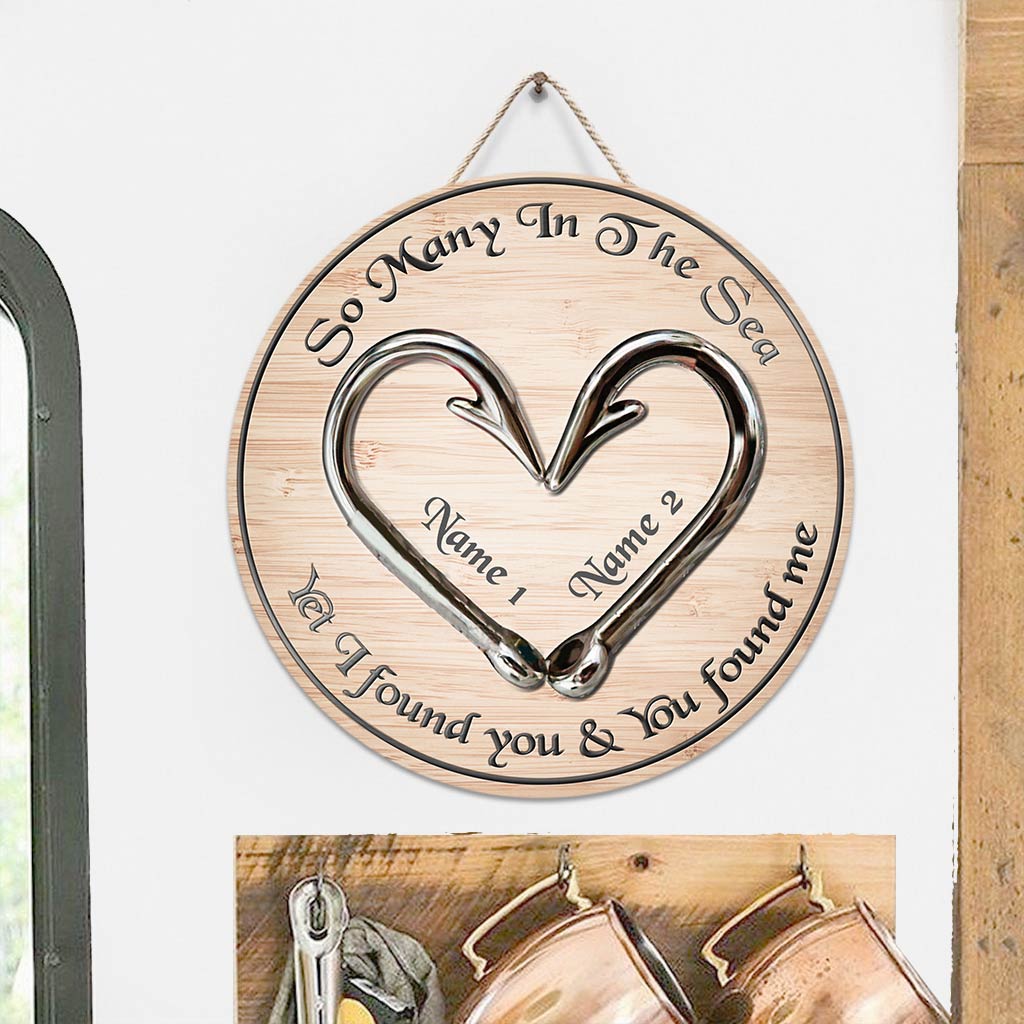 Tant de monde en mer - Panneau rond en bois personnalisé « Pêche »