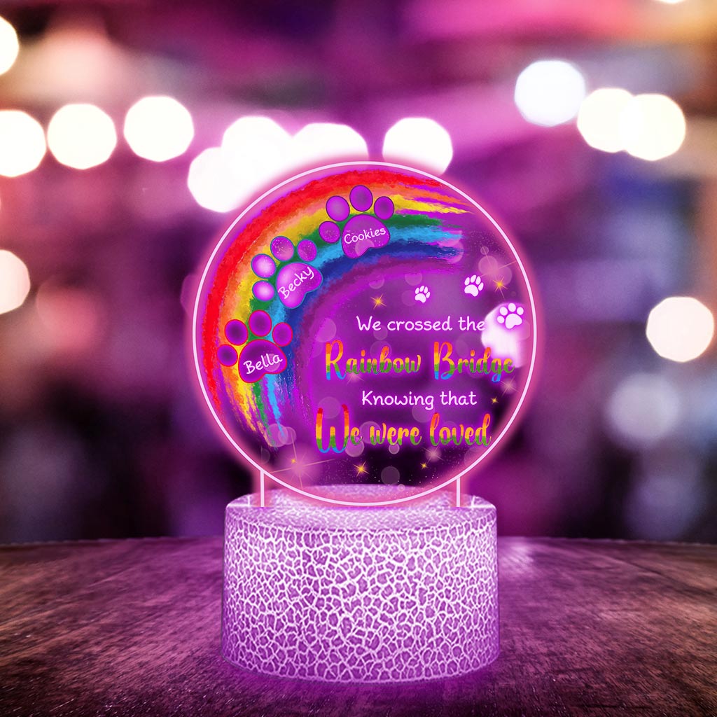 J'ai traversé le pont arc-en-ciel - Plaque lumineuse personnalisée en forme de chat