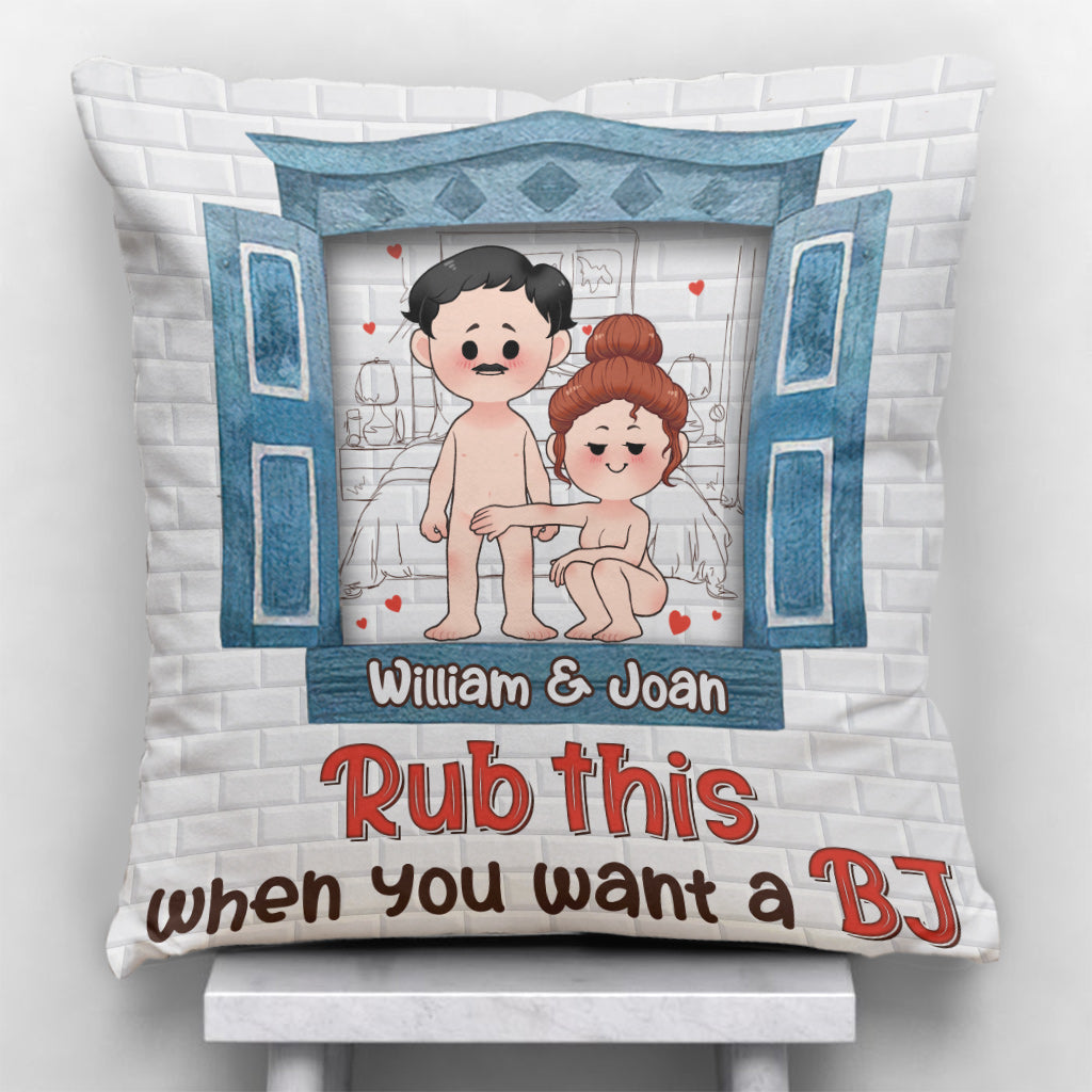 Coussin décoratif personnalisé « Rub This » - Cadeau pour couple (femme, mari, petite amie, petit ami)