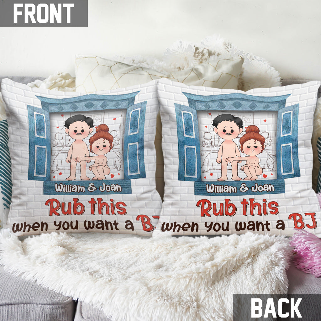 Coussin décoratif personnalisé « Rub This » - Cadeau pour couple (femme, mari, petite amie, petit ami)