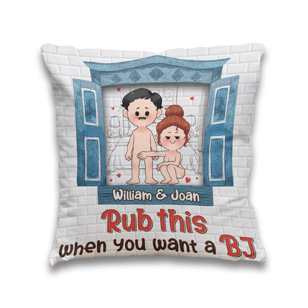 Coussin décoratif personnalisé « Rub This » - Cadeau pour couple (femme, mari, petite amie, petit ami)