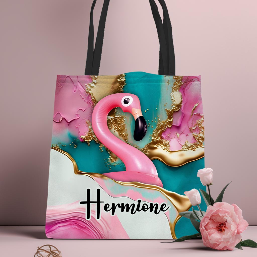 Sac fourre-tout personnalisé « Flamant rose tropical » à l'effigie d'un flamant rose