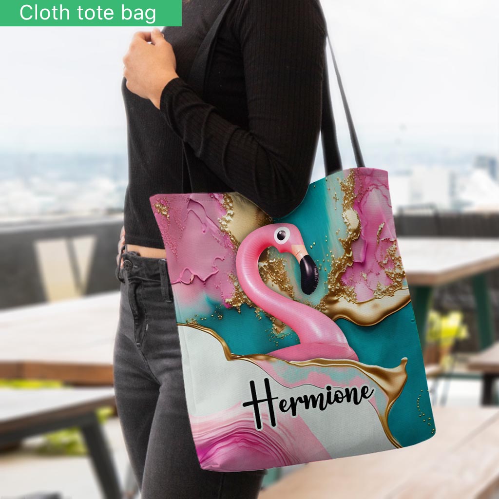 Sac fourre-tout personnalisé « Flamant rose tropical » à l'effigie d'un flamant rose