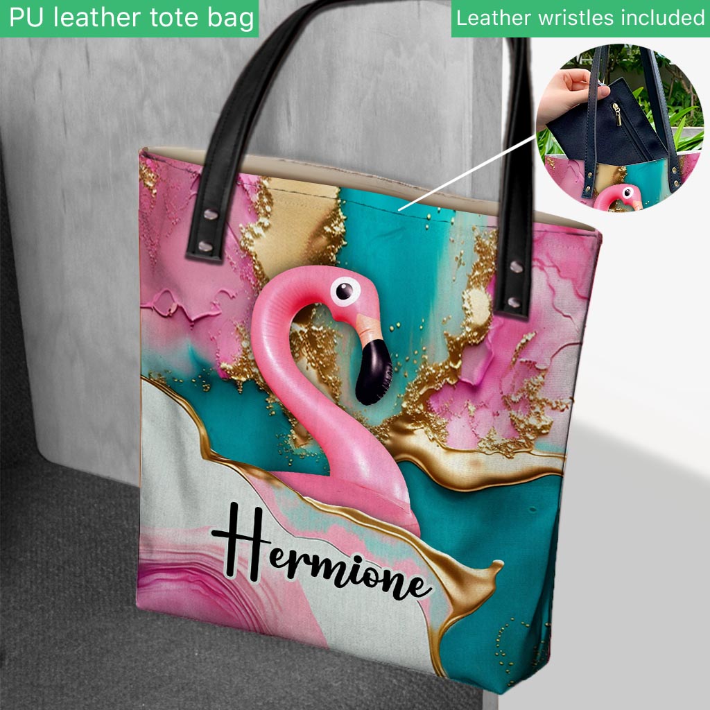 Sac fourre-tout personnalisé « Flamant rose tropical » à l'effigie d'un flamant rose