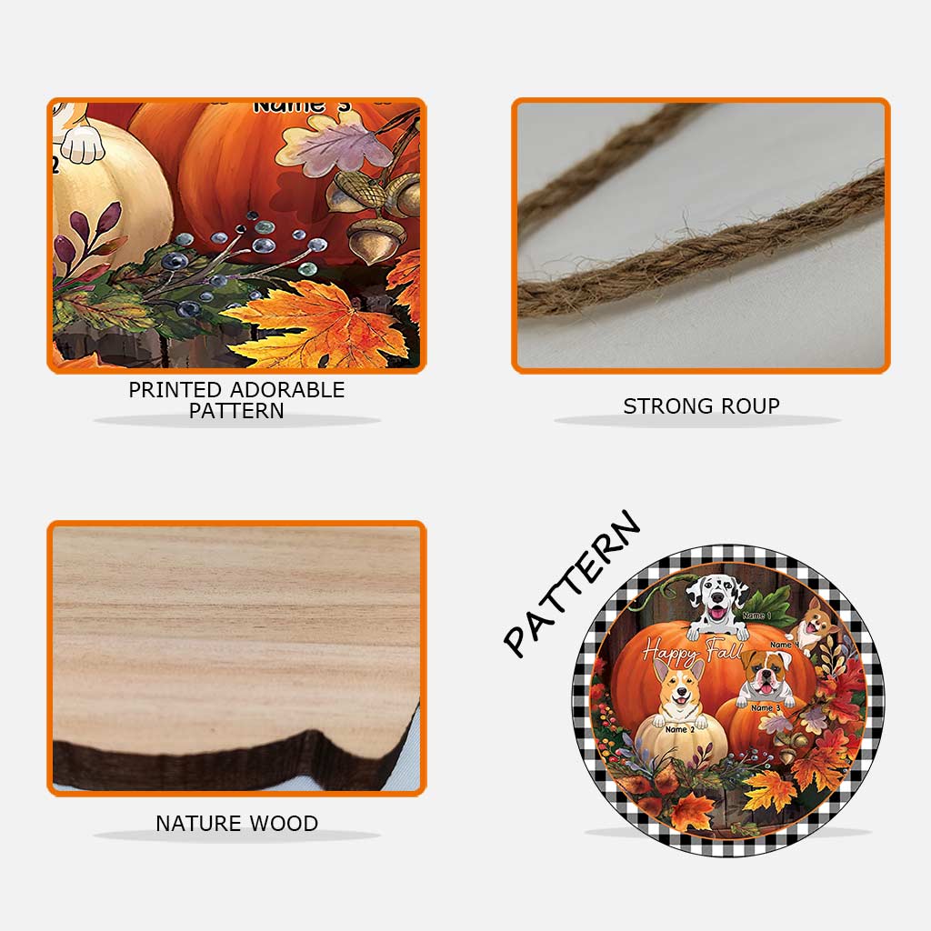 Joyeux automne ! Panneau rond en bois personnalisé pour chien d'automne