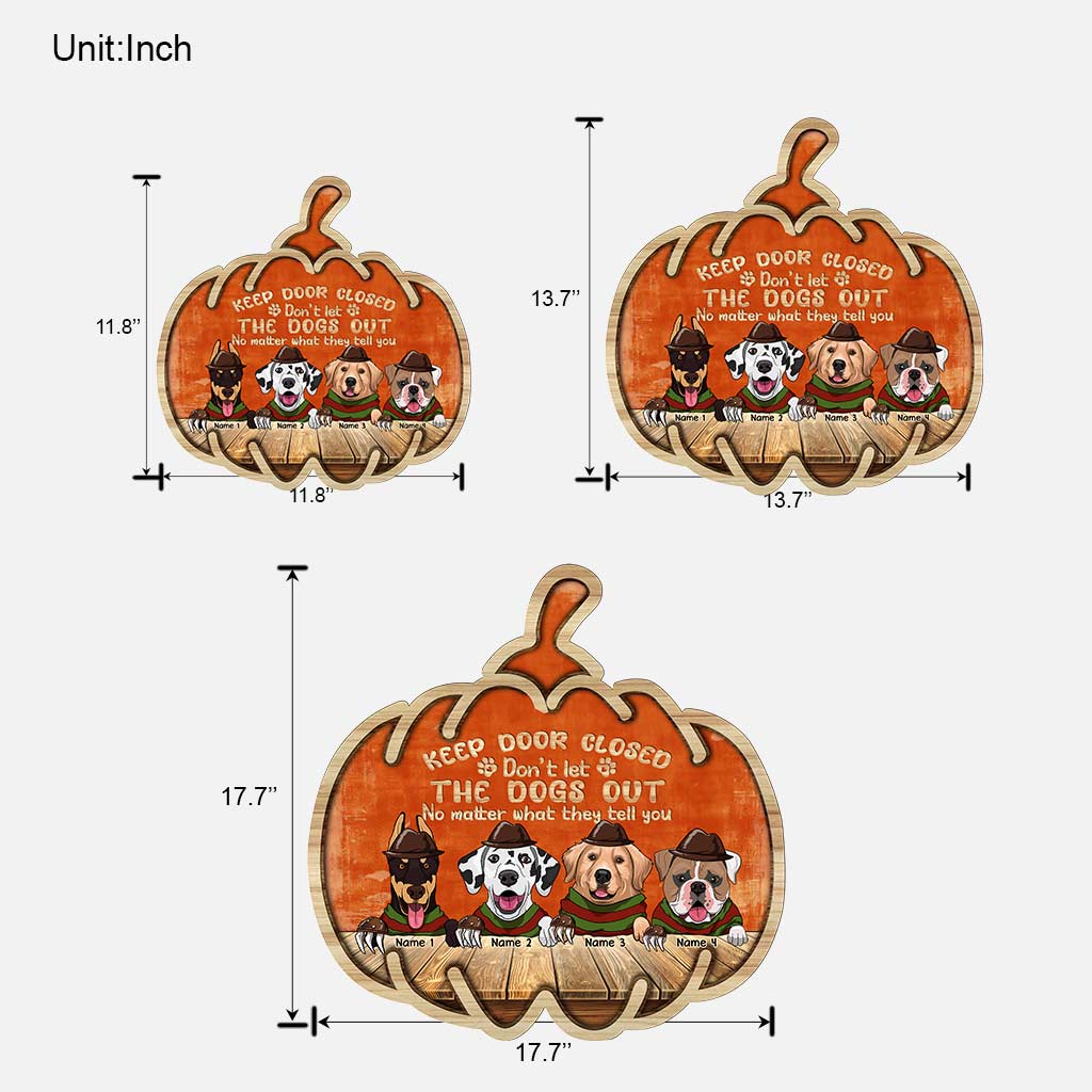Gardez la porte fermée - Panneau en bois personnalisé pour Halloween avec un chien