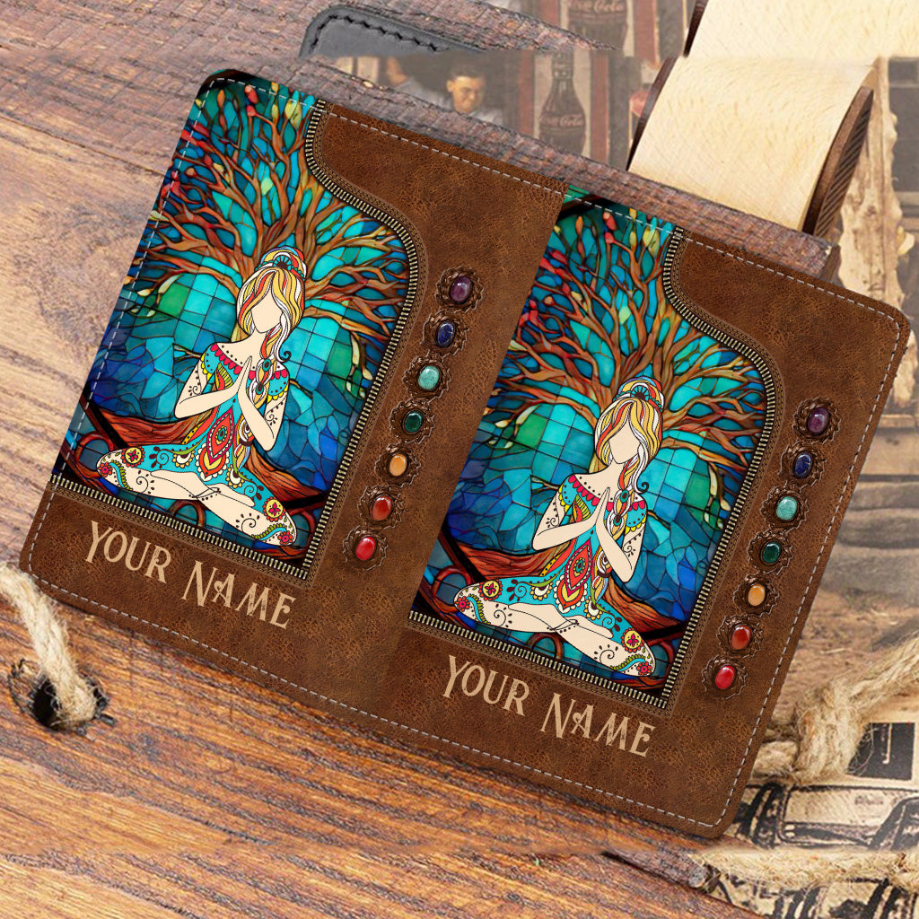 Namaste Green - Porte-passeport de yoga personnalisé