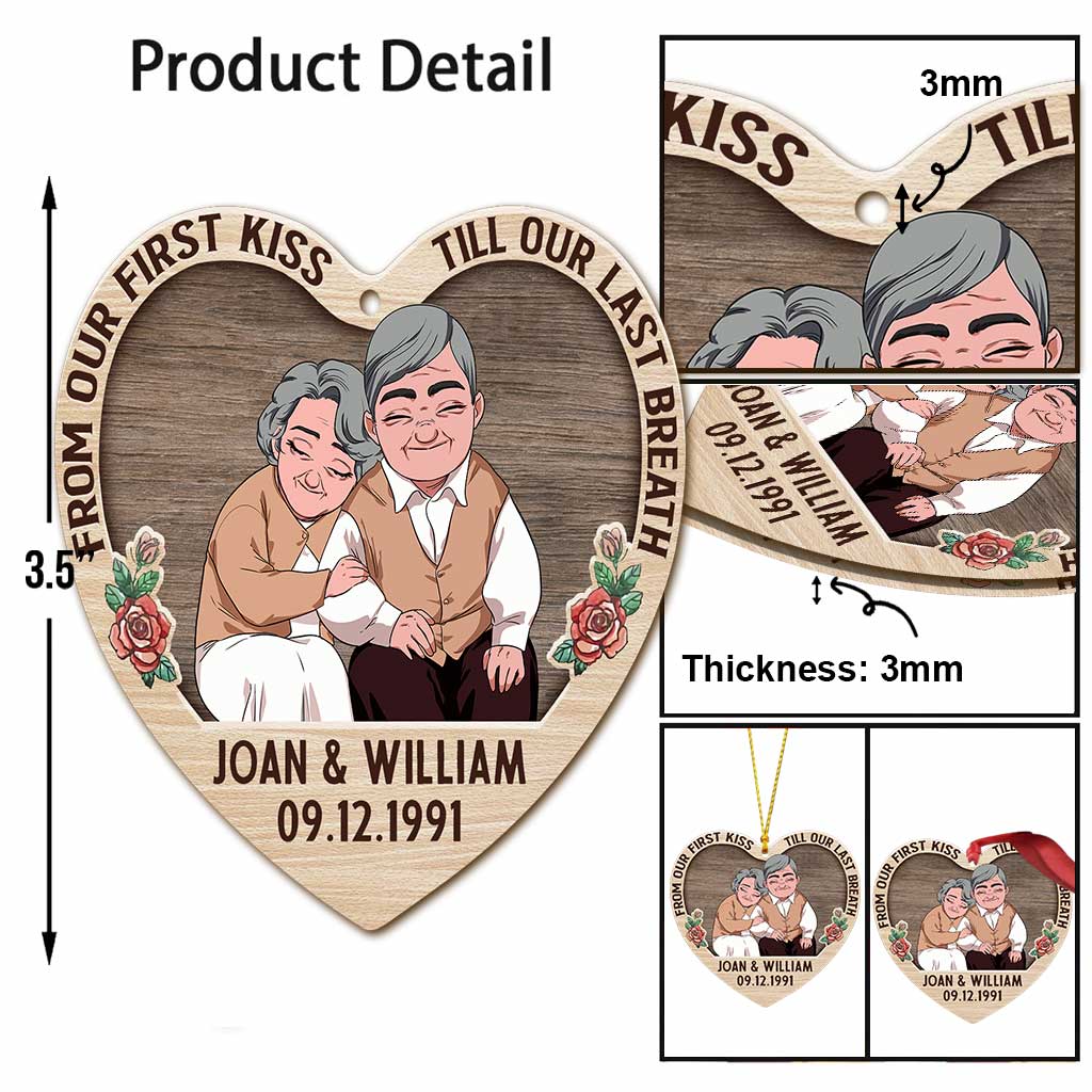 From Our First Kiss - Personalized Christmas Couple Ornament (Printed On Both Sides)