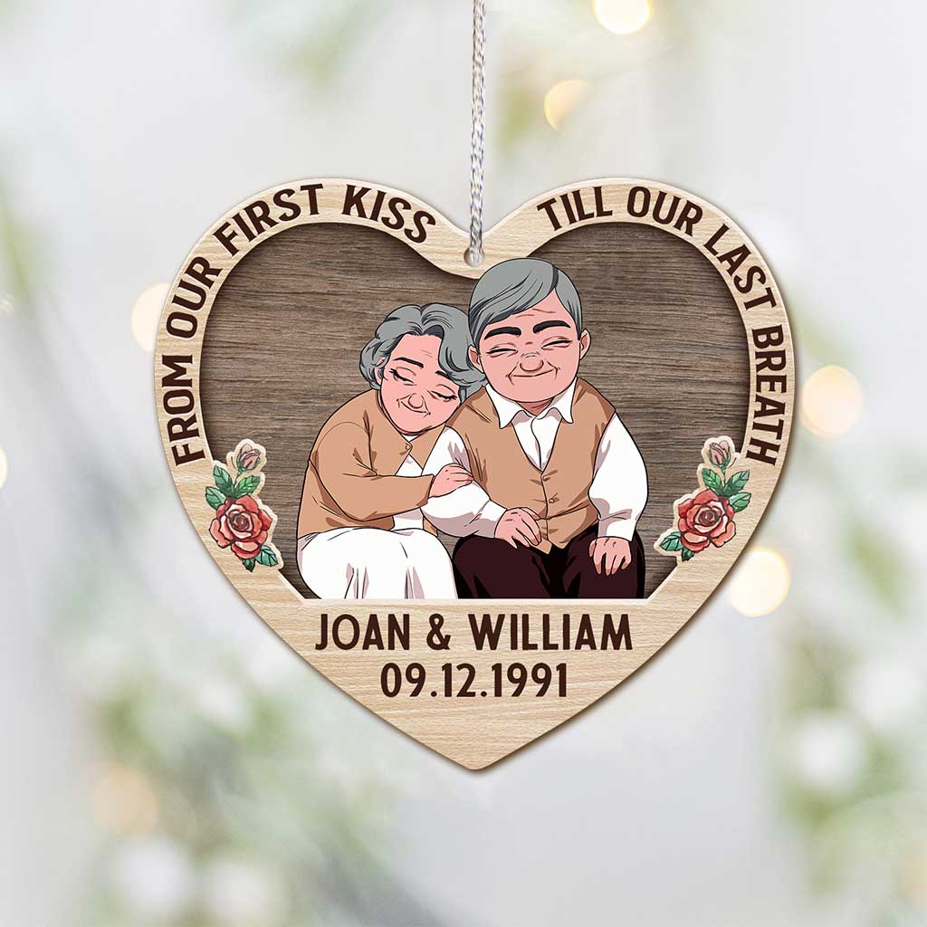 From Our First Kiss - Personalized Christmas Couple Ornament (Printed On Both Sides)
