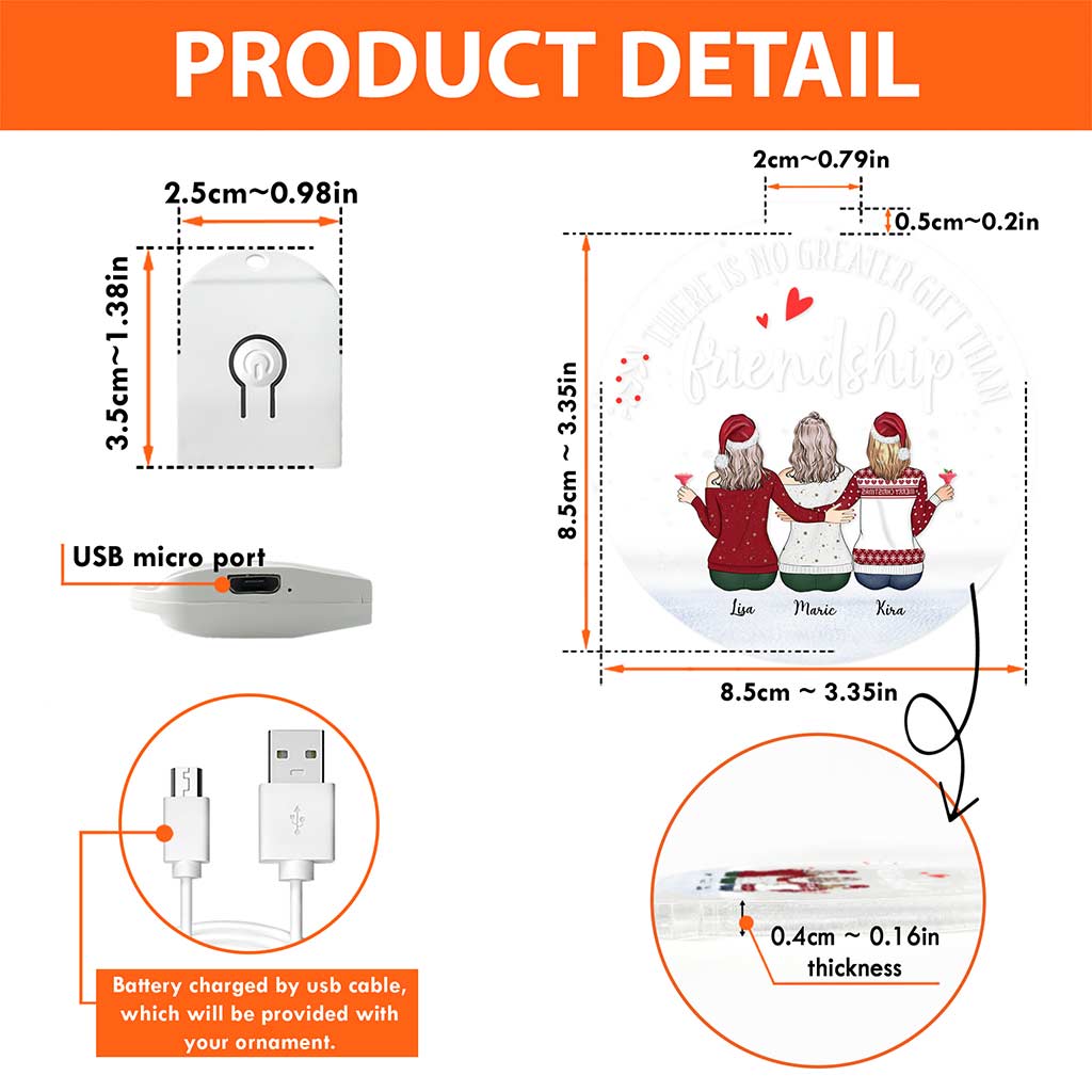 Meilleures amies pour toujours - Ornement rond personnalisé en acrylique LED pour meilleures amies