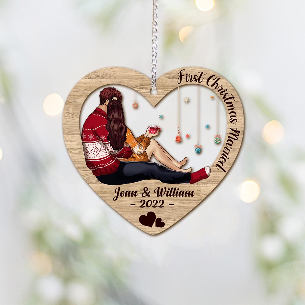 Home is Where You Hang - Personalized Christmas Couple Layers Mix Ornament