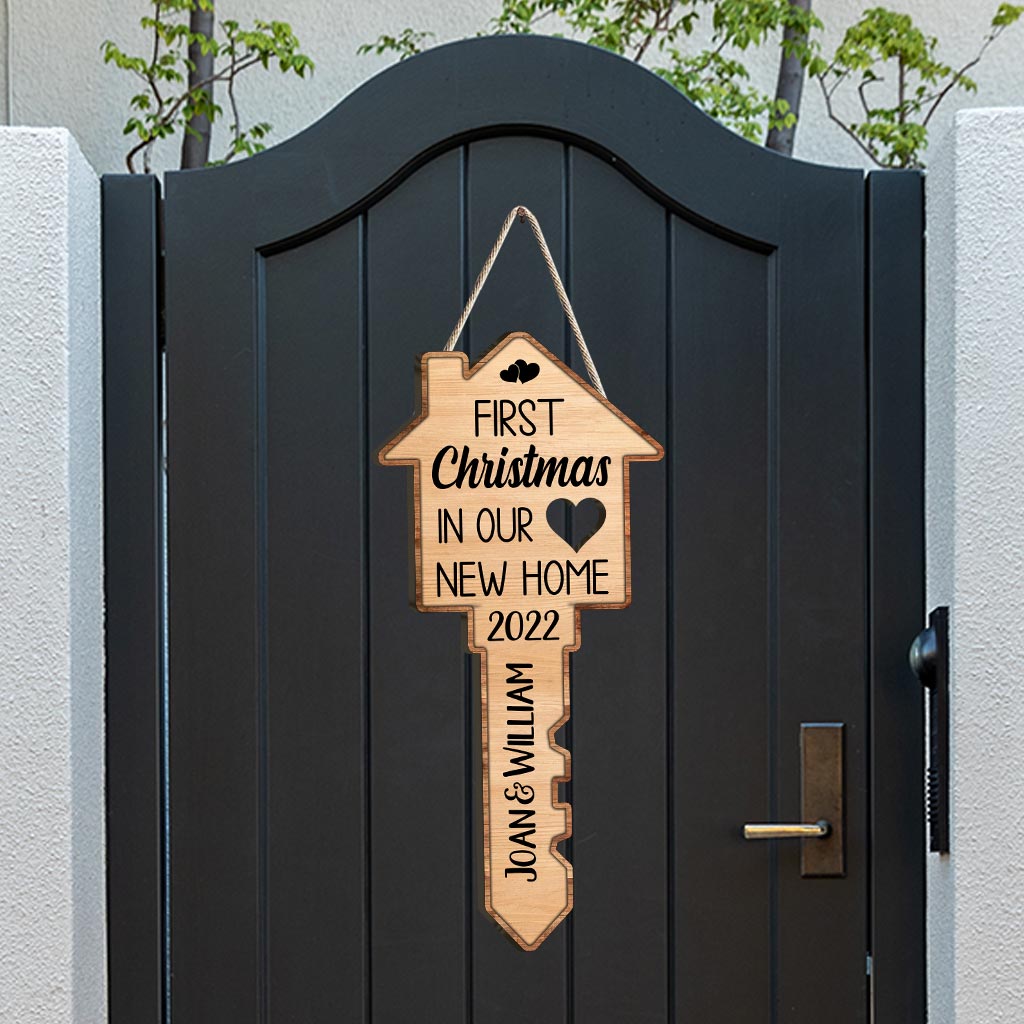 Premier Noël - Panneau en bois personnalisé pour couple