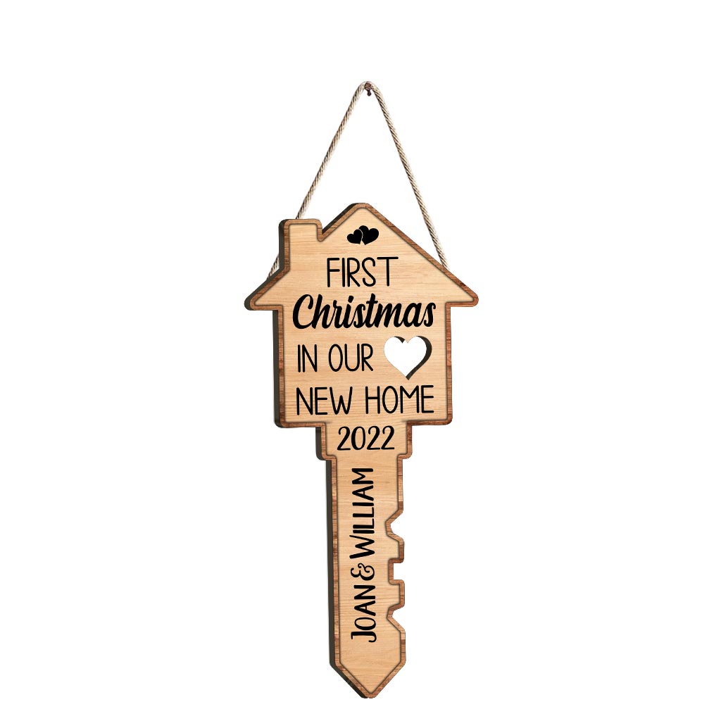 Premier Noël - Panneau en bois personnalisé pour couple