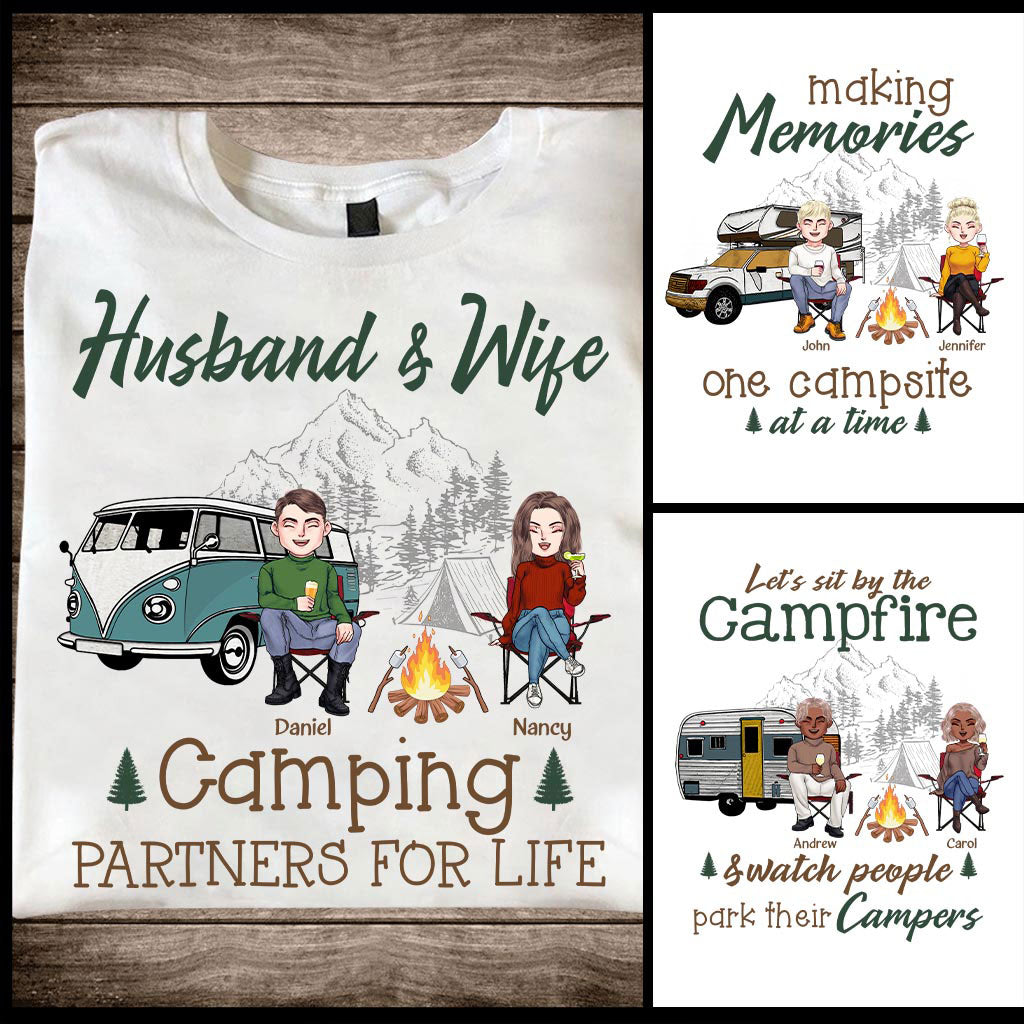 Couple de campeurs pour la vie - T-shirt et sweat à capuche personnalisés pour couples.