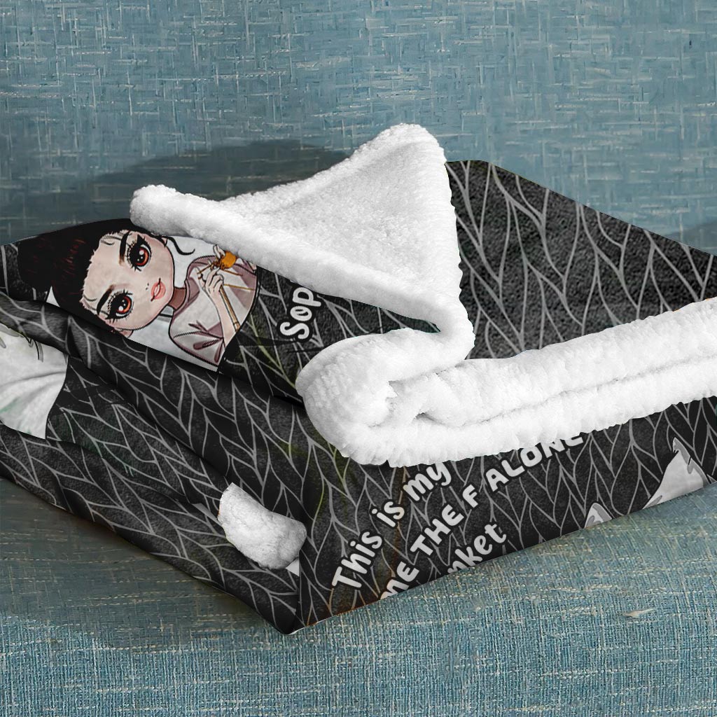 Voici ma couverture tricotée personnalisée « Laissez-moi tranquille »