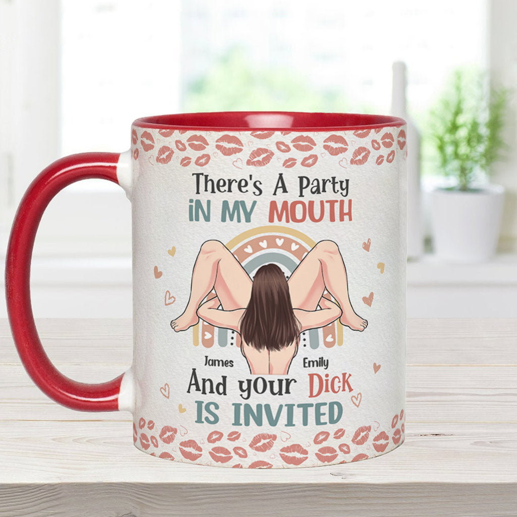 « J’ai la fête dans la bouche » - Mug personnalisé pour couple
