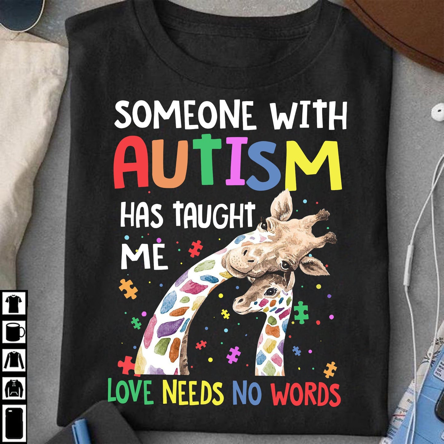 T-shirt et sweat à capuche « L’amour n’a pas besoin de mots » pour la sensibilisation à l’autisme 0523