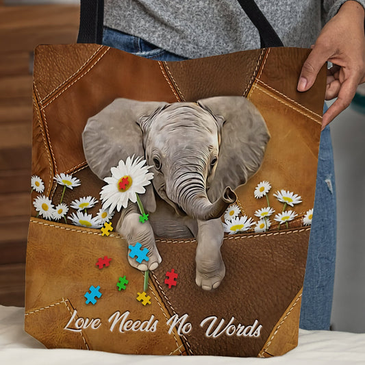 Love Needs No Word Autism Awareness Tote Bag 0523