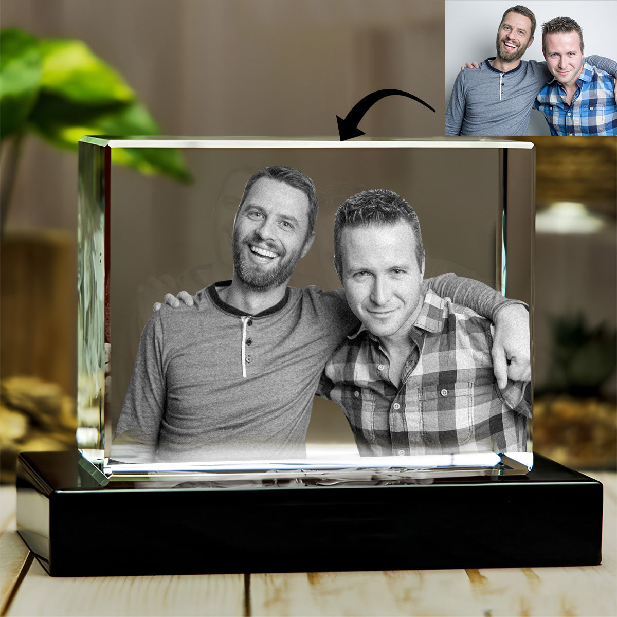 Lampe en cristal 3D cubique gravée au laser avec photo personnalisée pour votre petit-fils