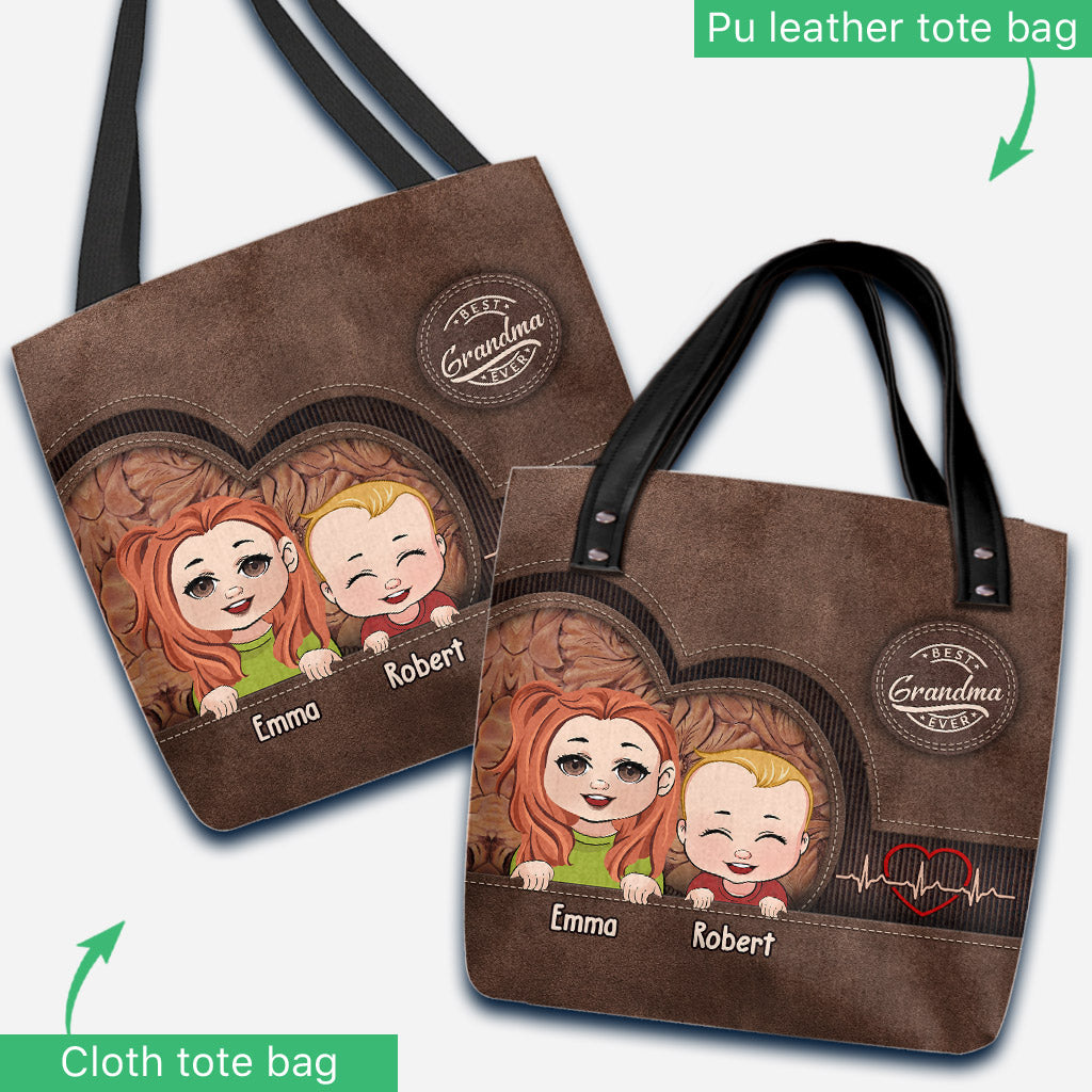 Sac fourre-tout personnalisé « Meilleure grand-mère/maman du monde » - Cadeau pour grand-mère, maman, tante - Sac fourre-tout personnalisé