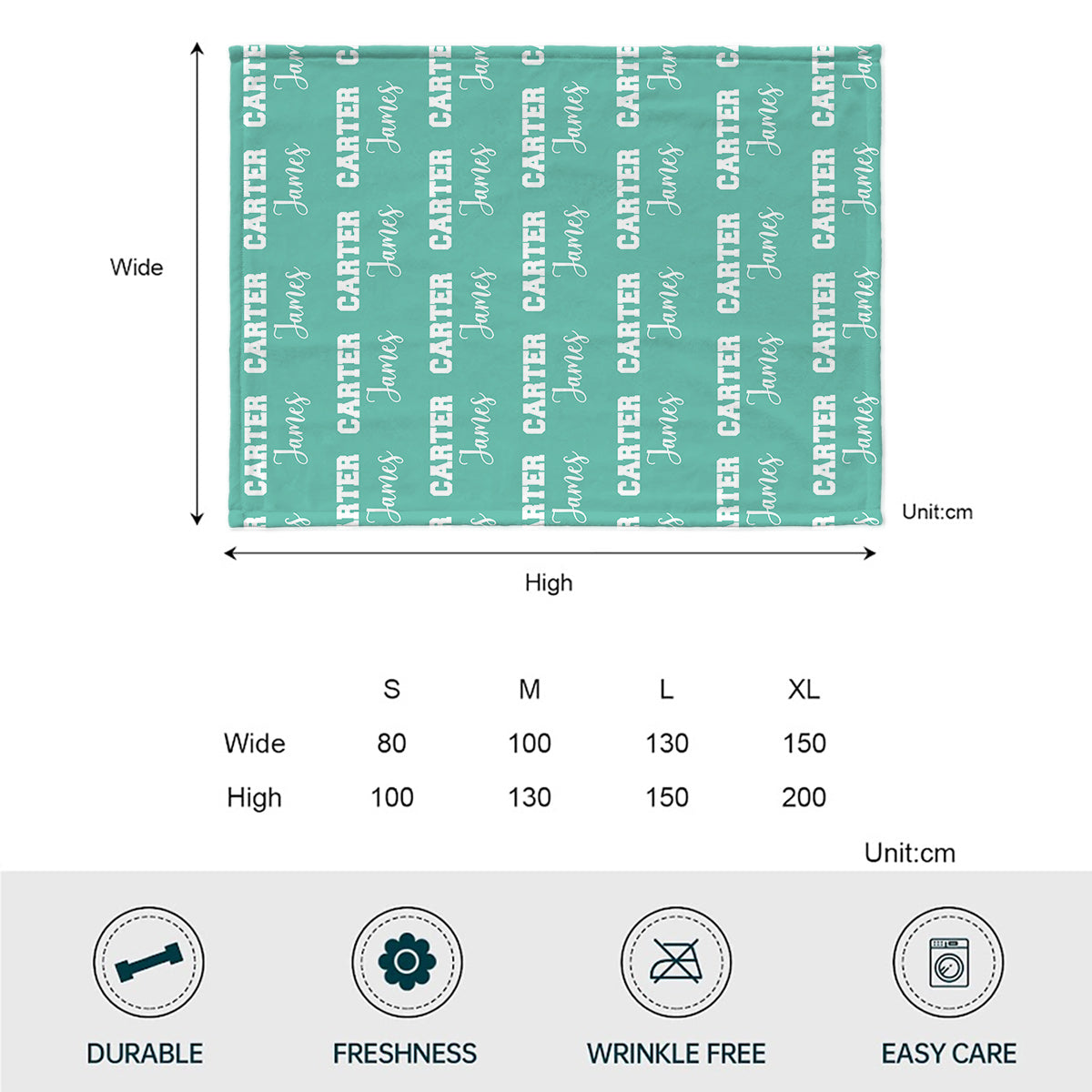 Couverture personnalisée pour nouveau-né avec motif de prénom