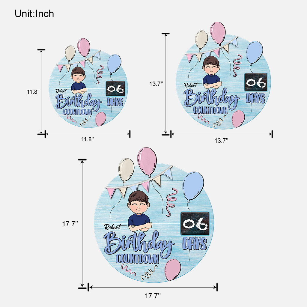Compte à rebours d'anniversaire - Panneau en bois personnalisé pour la famille