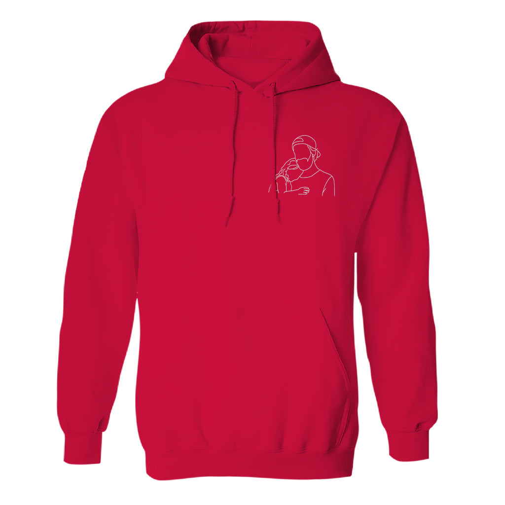 Custom Line Art - Personalized Step Dad Embroidered Hoodie