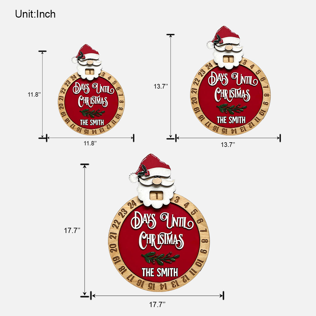 Jours avant Noël - Panneau en bois personnalisé pour le compte à rebours de Noël en famille 1