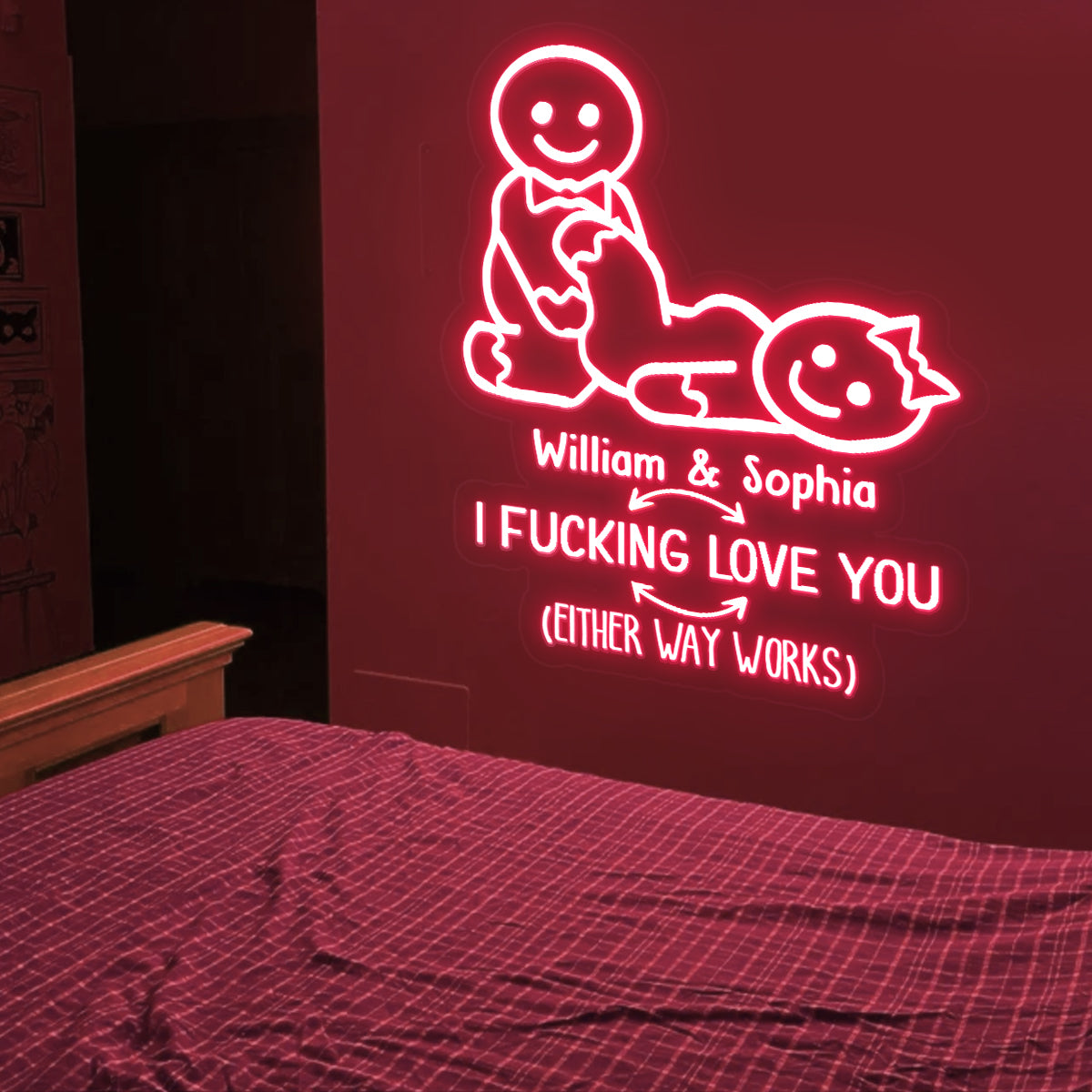 Je t'aime, petit pain d'épice coquin - cadeau pour petit ami, femme, mari, petite amie - Enseigne néon personnalisée